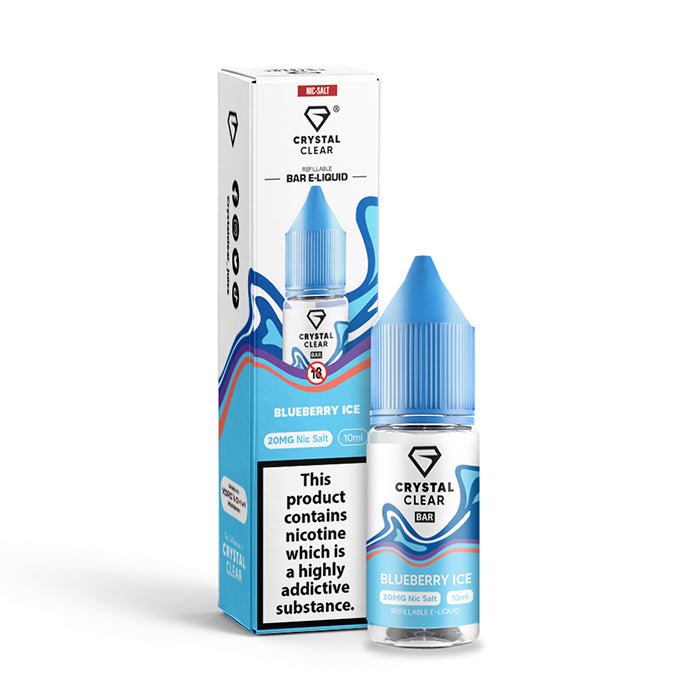 CRYSTAL CLEAR BLUEBERRY ICE 10ML NIC SALT E - LIQUID - Super E - cig