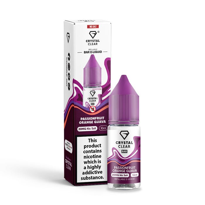 CRYSTAL CLEAR PASSION FRUIT ORANGE GUAVA 10ML NIC SALT E - LIQUID - Super E - cig