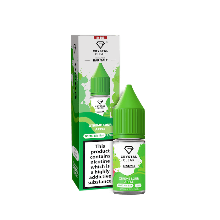 CRYSTAL CLEAR XTREME SOUR APPLE 10ML NIC SALT E - LIQUID - Super E - cig