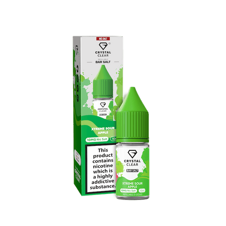 CRYSTAL CLEAR XTREME SOUR APPLE 10ML NIC SALT E - LIQUID - Super E - cig