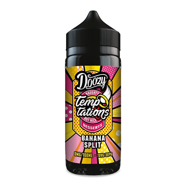 DOOZY VAPE CO - 100ML TEMPTATIONS BANANA SPLIT 0MG SHORTFILL E LIQUID - Super E-cig