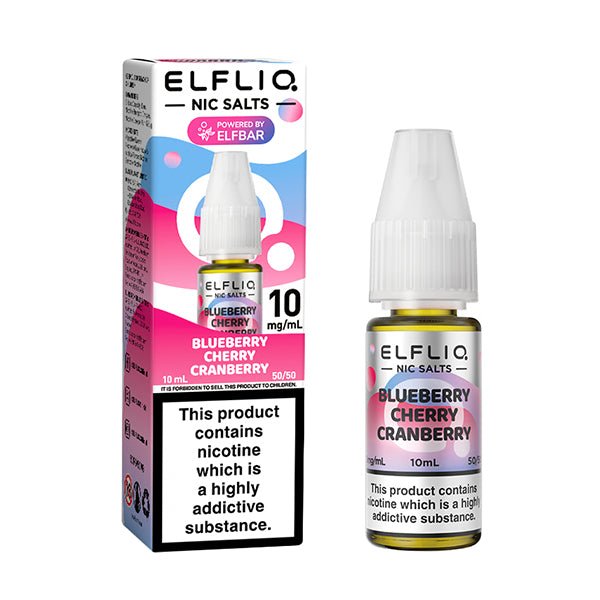 ELF BAR ELFLIQ BLUEBERRY CHERRY CRANBERRY 10ML NIC SALT E-LIQUID - Super E-cig