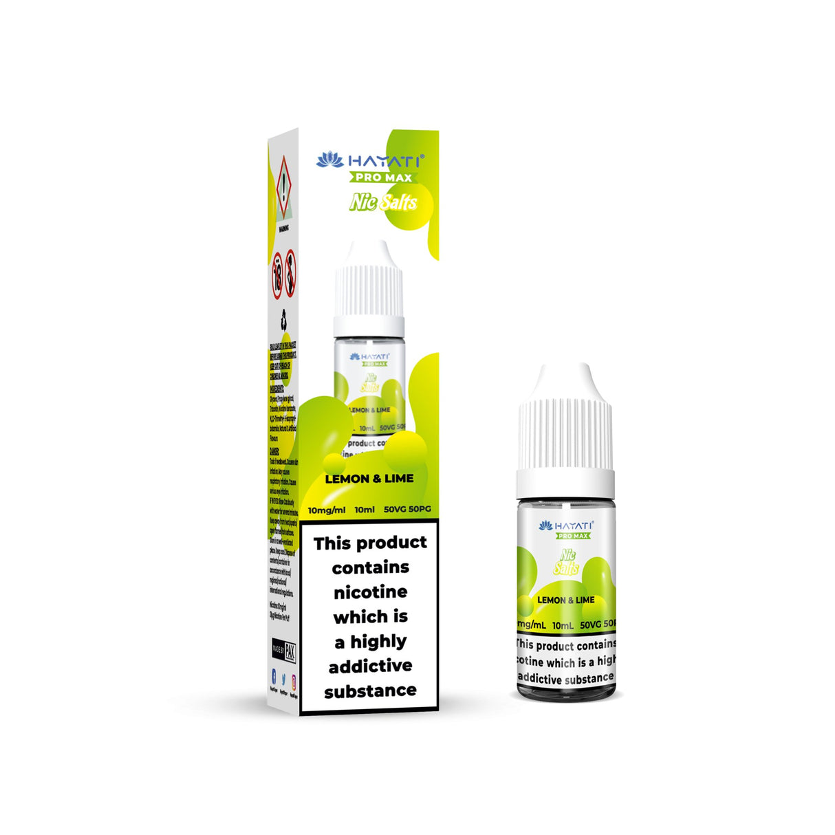 HAYATI PRO MAX LEMON LIME 10ML NIC SALT E LIQUID - Super E-cig