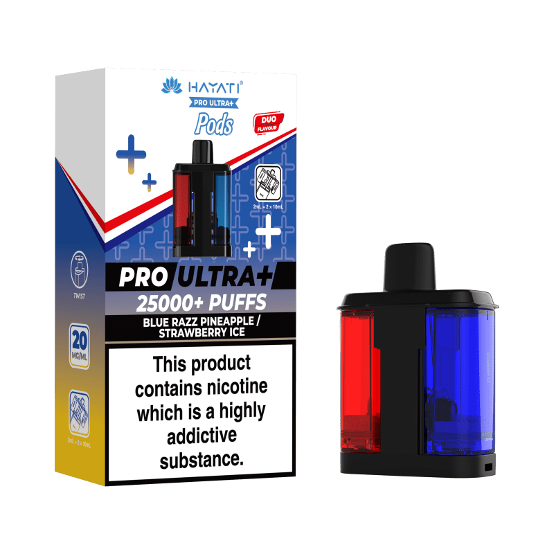 HAYATI PRO ULTRA + PREFILLED POD - BLUE RAZZ PINEAPPLE / STRAWBERRY ICE