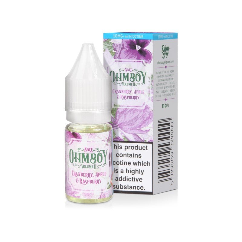 OHM BOY - 10ML CRANBERRY, APPLE & RASPBERRY NIC SALT E LIQUID - Super E-cig