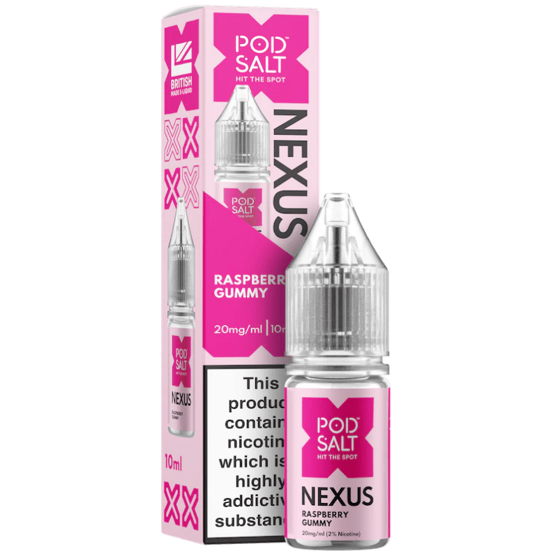POD SALT NEXUS RASPBERRY GUMMY 10ML NIC SALT E - LIQUID - Super E - cig