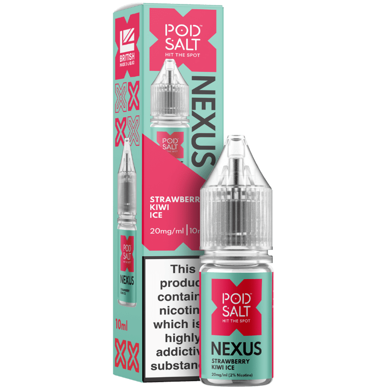 POD SALT NEXUS STRAWBERRY KIWI ICE 10ML NIC SALT E - LIQUID - Super E - cig