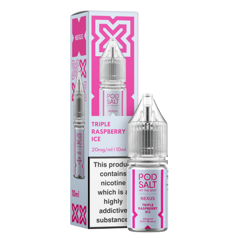 POD SALT NEXUS TRIPLE RASPBERRY ICE 10ML NIC SALT E - LIQUID - Super E - cig