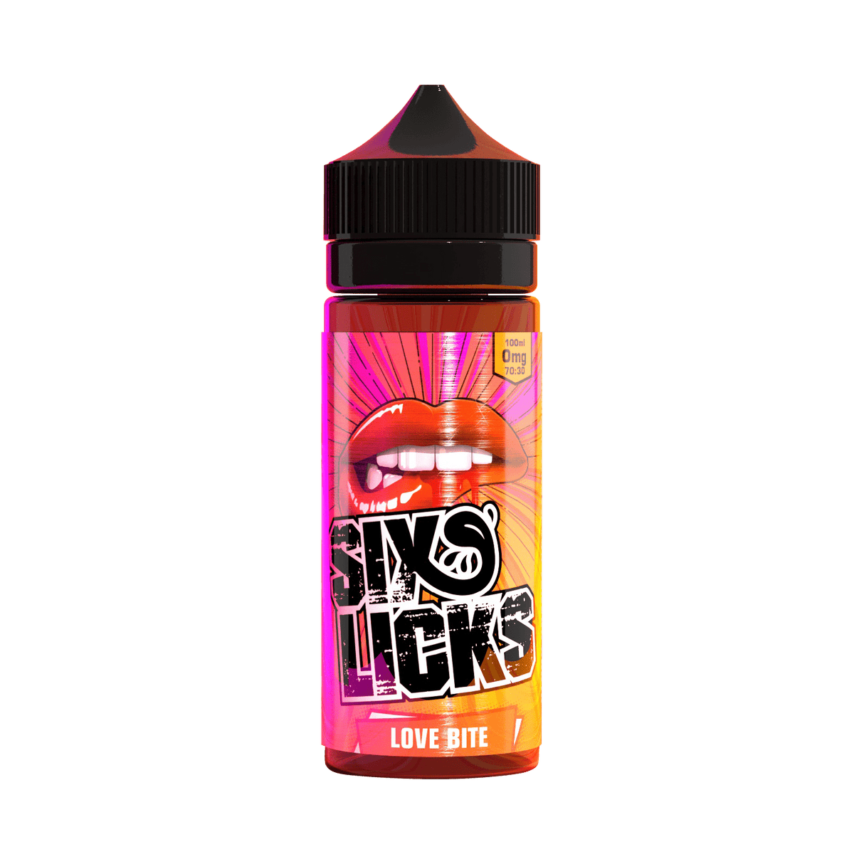 SIX LICKS - 100ML LOVE BITE 0MG SHORTFILL E LIQUID - Super E-cig