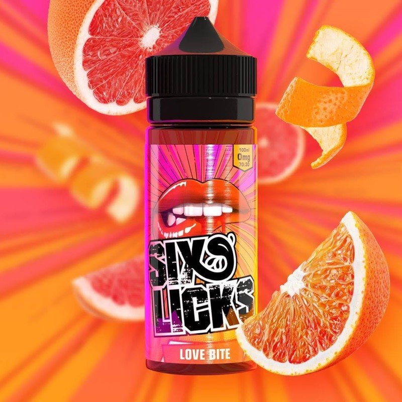 SIX LICKS - 100ML LOVE BITE 0MG SHORTFILL E LIQUID - Super E-cig