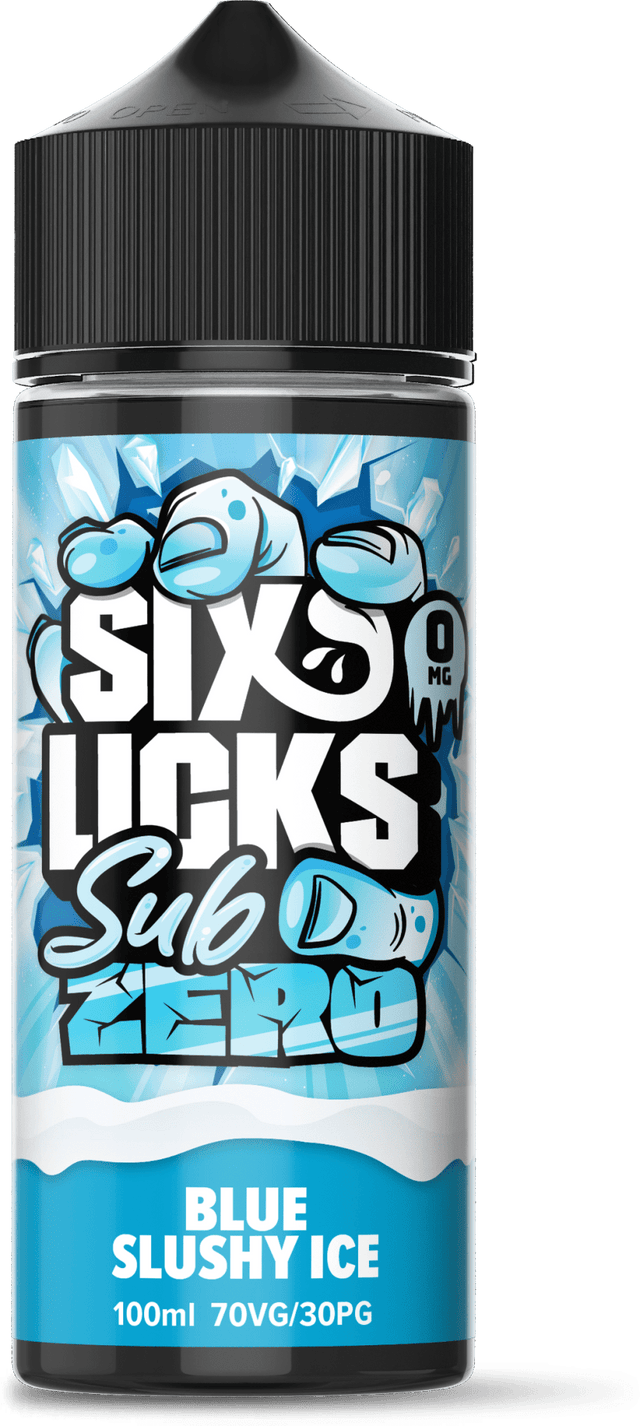 SIX LICKS - 100ML SUB ZERO BLUE SLUSHY ICE 0MG SHORTFILL E LIQUID - Super E-cig