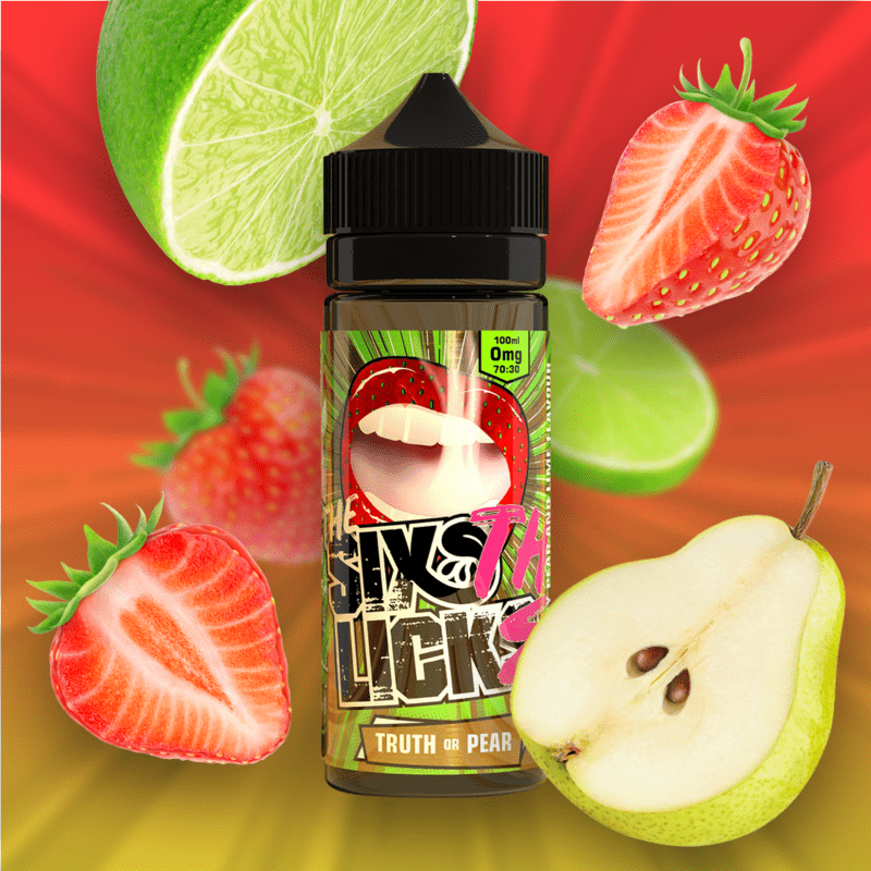 SIX LICKS - 100ML TRUTH OR PEAR 0MG SHORTFILL E LIQUID - Super E-cig