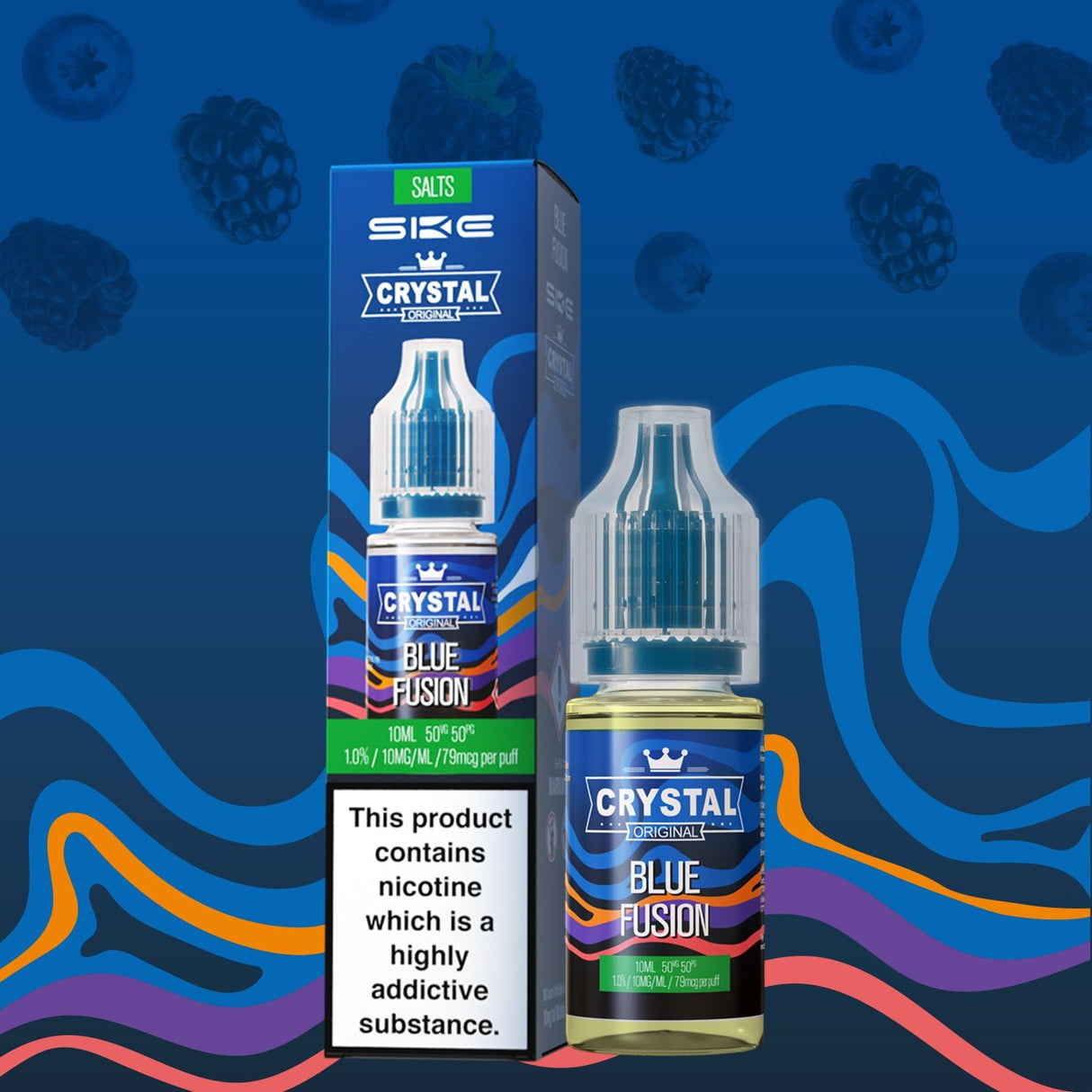 SKE - 10ML CRYSTAL ORIGINAL BLUE FUSION NIC SALT E LIQUID - Super E-cig