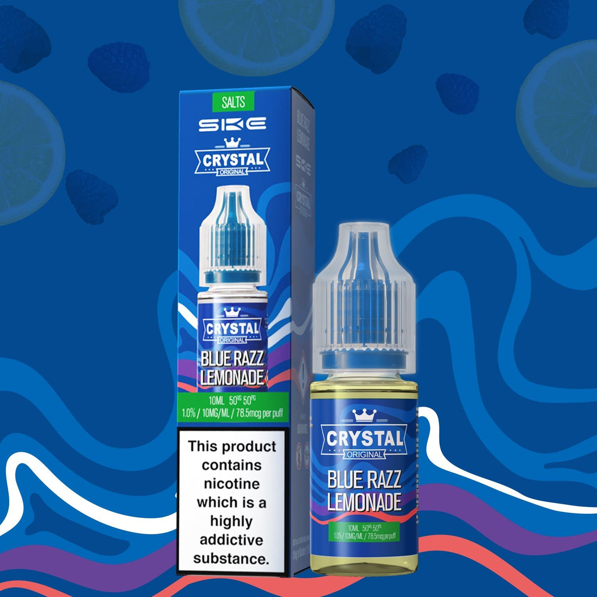 SKE - 10ML CRYSTAL ORIGINAL BLUE RAZZ LEMONADE NIC SALT E LIQUID - Super E-cig
