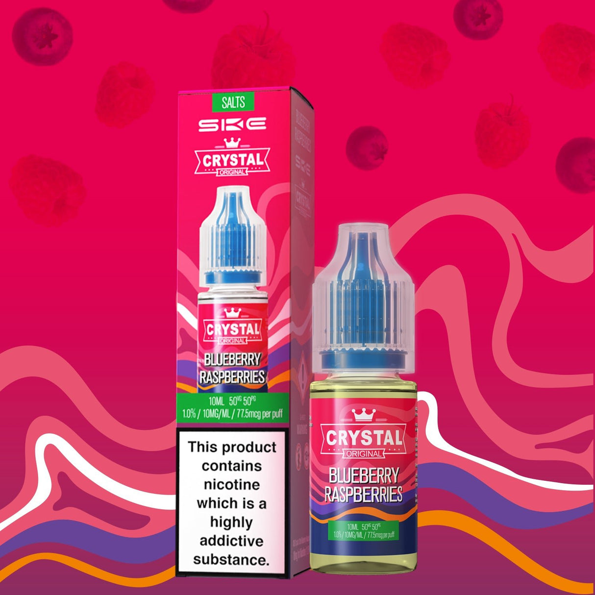 SKE - 10ML CRYSTAL ORIGINAL BLUEBERRY RASPBERRIES NIC SALT E LIQUID - Super E-cig