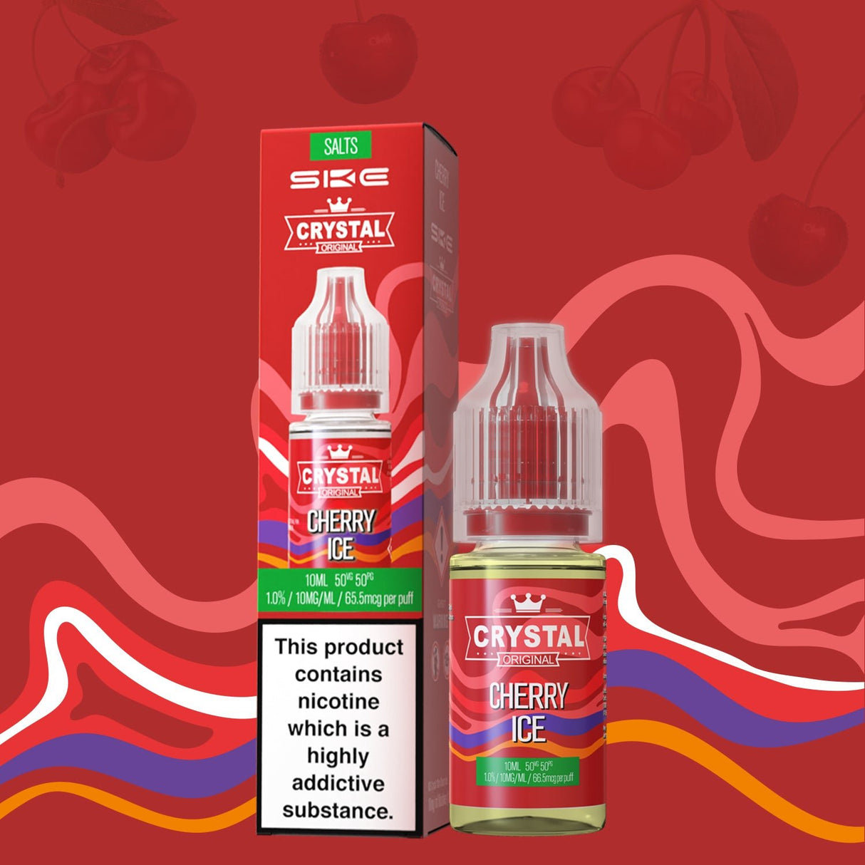 SKE - 10ML CRYSTAL ORIGINAL CHERRY ICE NIC SALT E LIQUID - Super E-cig