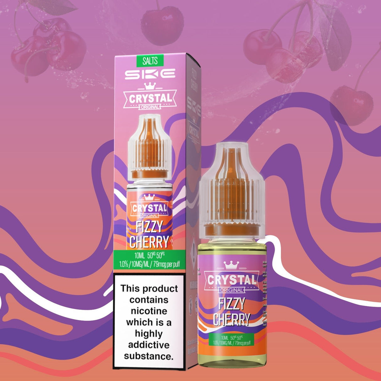 SKE - 10ML CRYSTAL ORIGINAL FIZZY CHERRY NIC SALT E LIQUID - Super E-cig