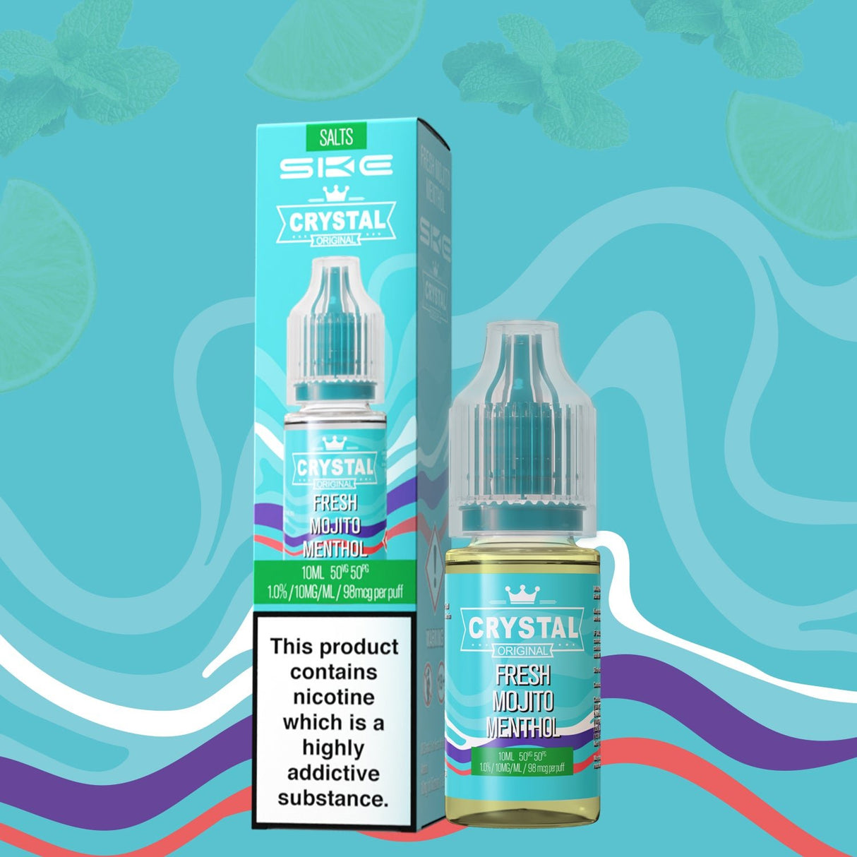 SKE - 10ML CRYSTAL ORIGINAL FRESH MENTHOL MOJITO NIC SALT E LIQUID - Super E-cig