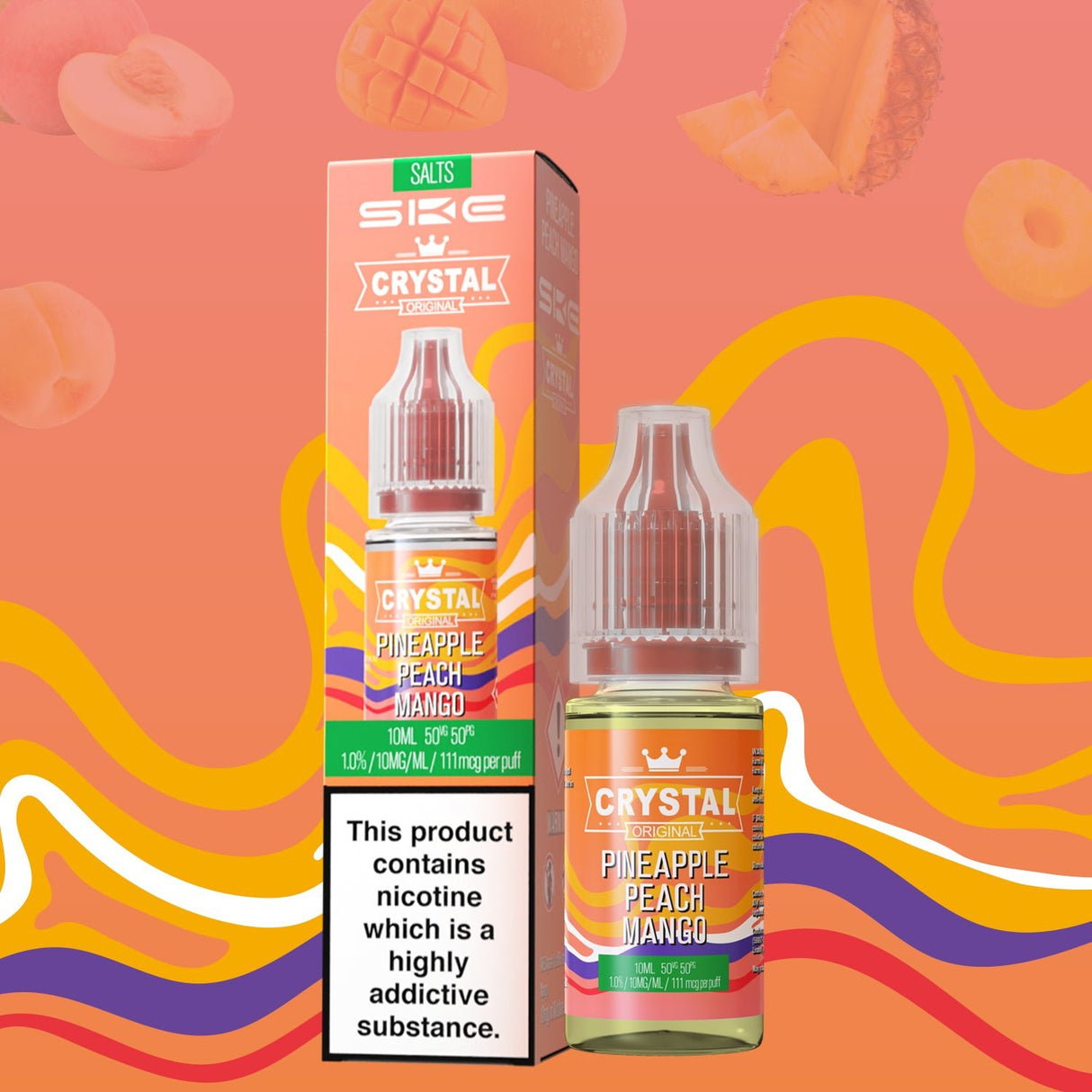 SKE - 10ML CRYSTAL ORIGINAL PINEAPPLE PEACH MANGO NIC SALT E LIQUID - Super E-cig