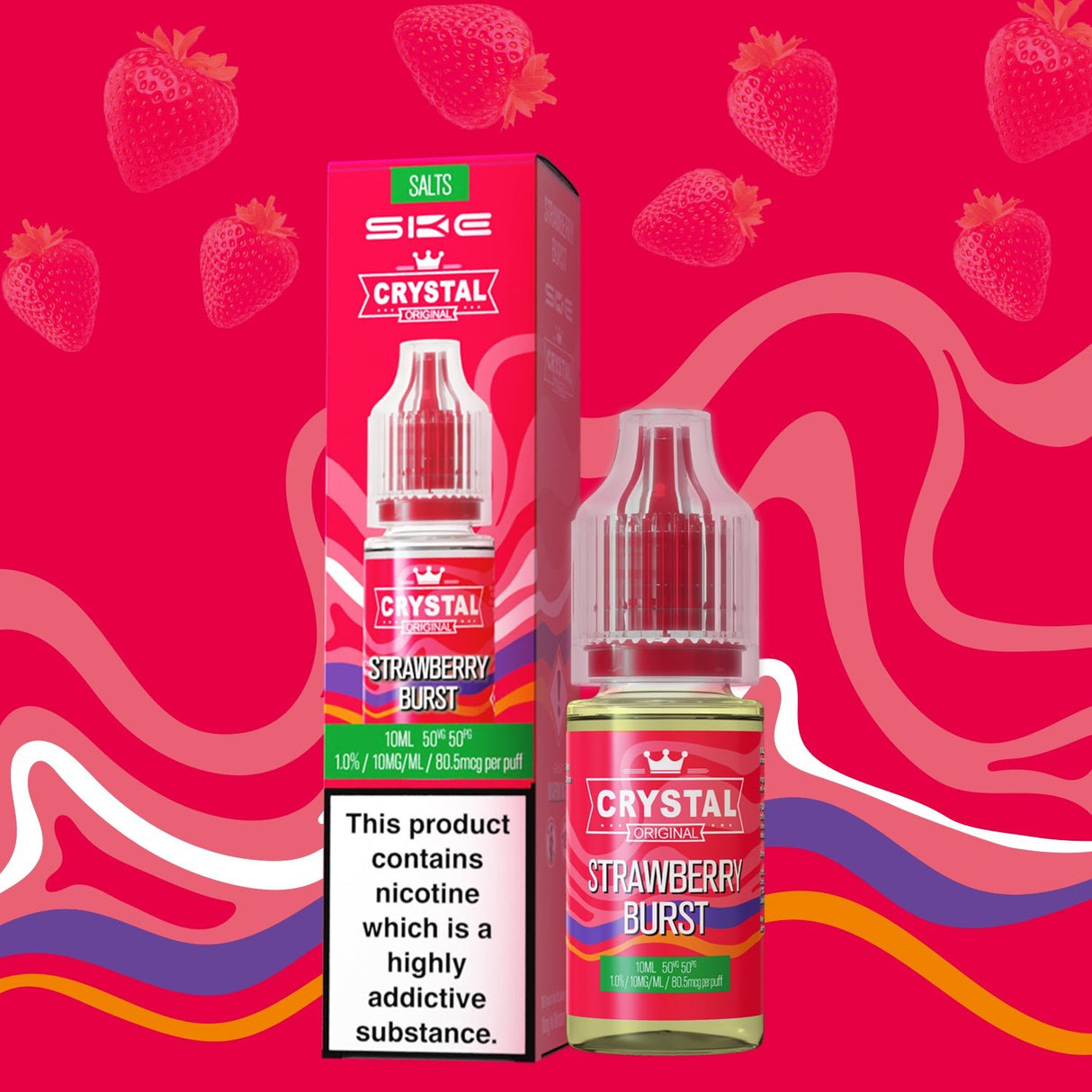 SKE - 10ML CRYSTAL ORIGINAL STRAWBERRY BURST NIC SALT E LIQUID - Super E-cig