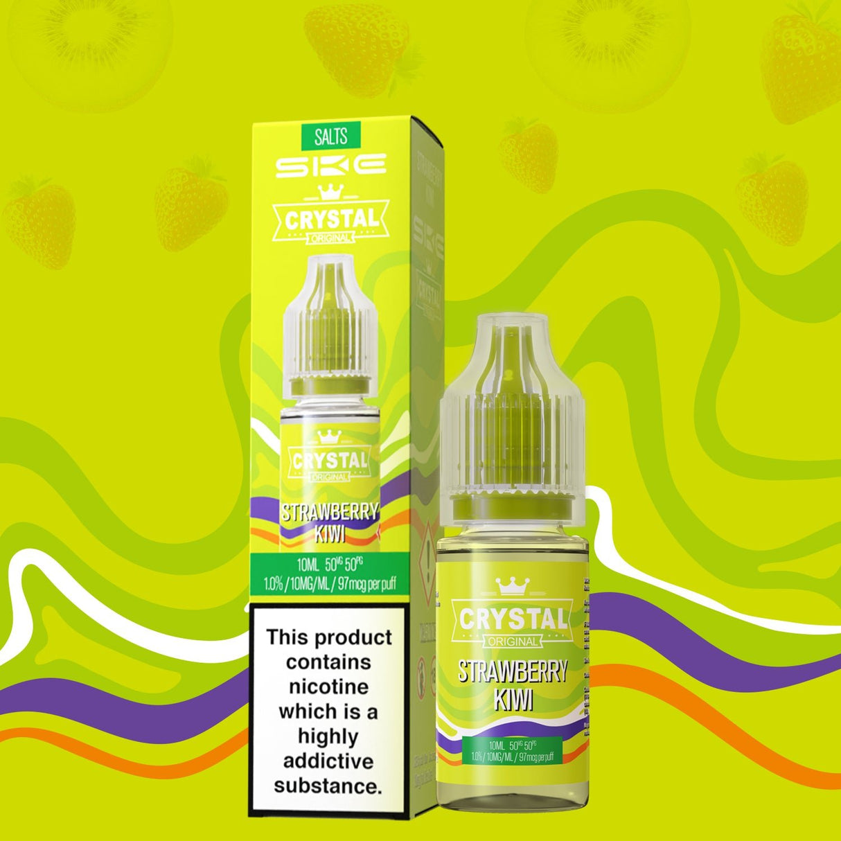 SKE - 10ML CRYSTAL ORIGINAL STRAWBERRY KIWI NIC SALT E LIQUID - Super E-cig