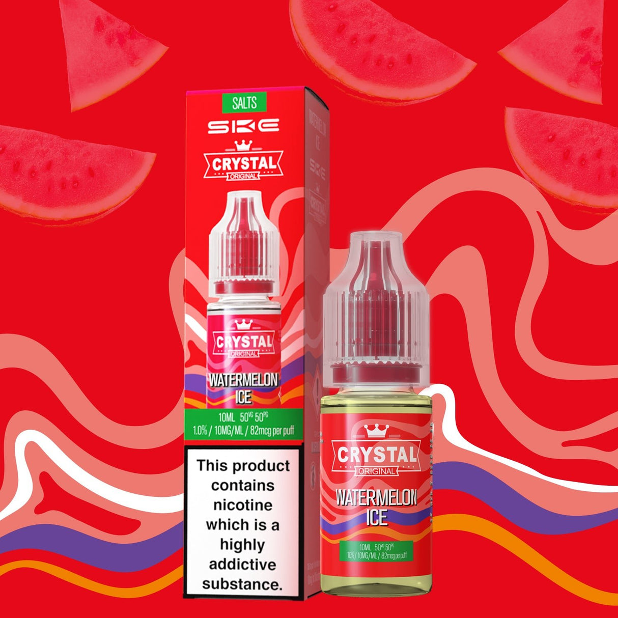 SKE - 10ML CRYSTAL ORIGINAL WATERMELON ICE NIC SALT E LIQUID - Super E-cig