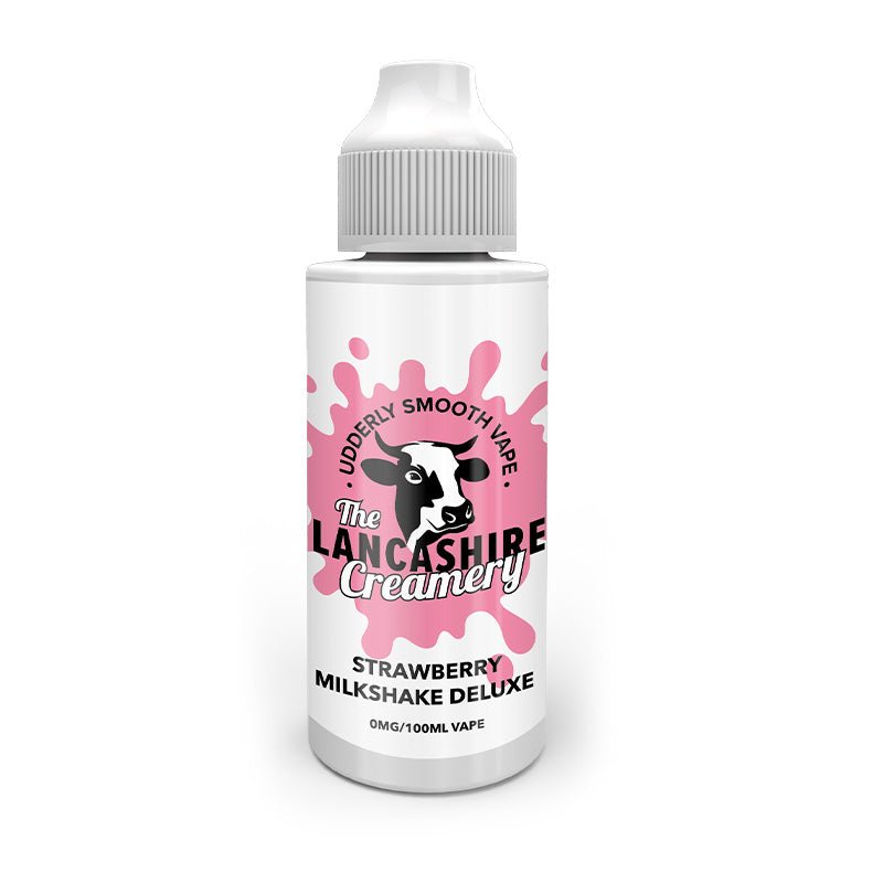 THE LANCASHIRE CREAMERY - 100ML STRAWBERRY MILKSHAKE DELUXE 0MG SHORTFILL E LIQUID - Super E-cig