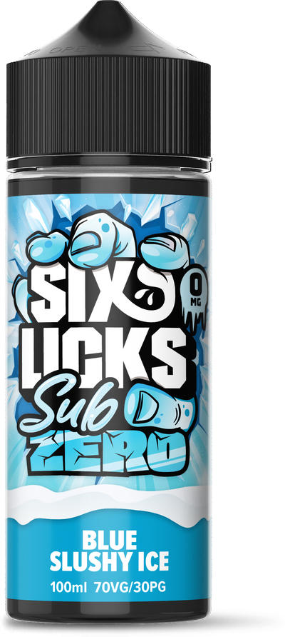 SIX LICKS - 100ML SUB ZERO BLUE SLUSHY ICE 0MG SHORTFILL E LIQUID