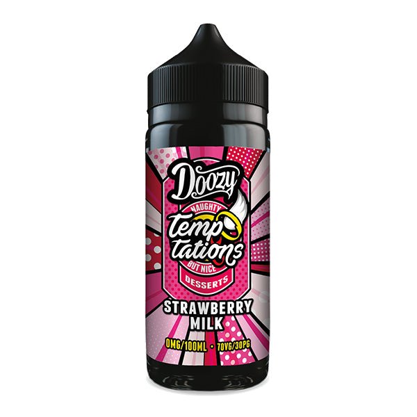 DOOZY VAPE CO - 100ML TEMPTATIONS STRAWBERRY MILK 0MG SHORTFILL E LIQUID - Super E-cig