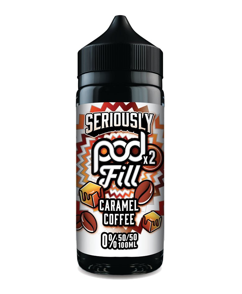 DOOZY VAPE CO SERIOUSLY PODFILL CARAMEL COFFEE 100ML SHORTFILL E-LIQUID|  10.00| 100ML 50/50 SHOTS  Super E-cig