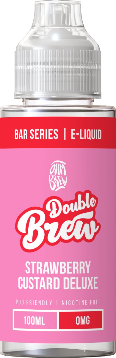 OHM BREW DOUBLE BREW STRAWBERRY CUSTARD DELUXE 100ML SHORTFILL E - LIQUID - Super E - cig