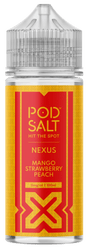 POD SALT - 100ML NEXUS MANGO STRAWBERRY PEACH 0MG SHORTFILL E LIQUID - Super E-cig