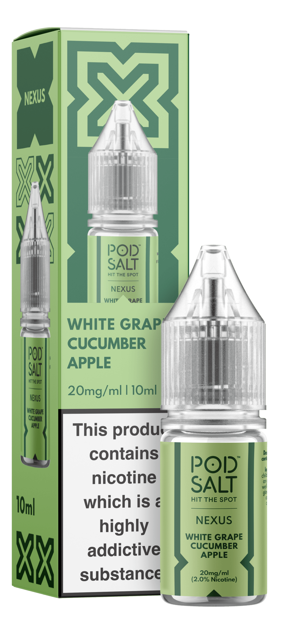 POD SALT - 10ML NEXUS WHITE GRAPE CUCUMBER APPLE NIC SALT E LIQUID - Super E-cig
