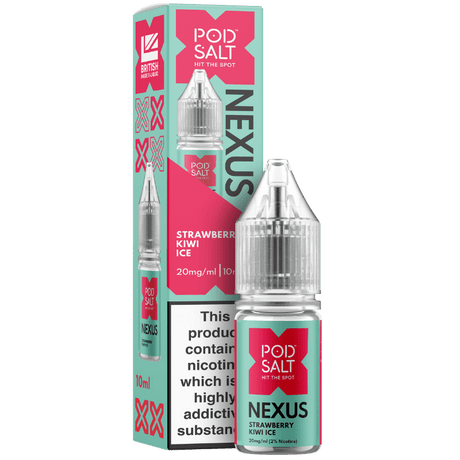 POD SALT NEXUS STRAWBERRY KIWI ICE 10ML NIC SALT E - LIQUID - Super E - cig
