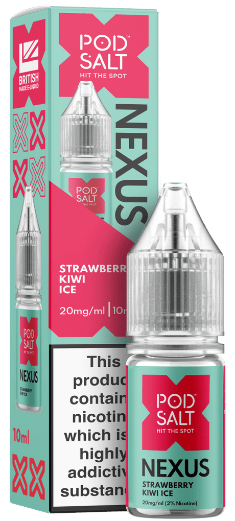 POD SALT NEXUS STRAWBERRY KIWI ICE 10ML NIC SALT E - LIQUID - Super E - cig