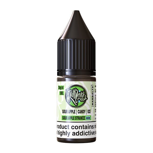 RUTHLESS BAR SALTZ SOUR APPLE STRAWZZ ON ICE 10ML NIC SALT E - LIQUID - Super E - cig