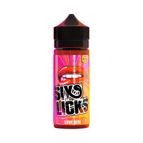 SIX LICKS - 100ML LOVE BITE 0MG SHORTFILL E LIQUID - Super E-cig