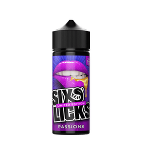 SIX LICKS - 100ML PASSION8 LIMITED EDITION 0MG SHORTFILL E LIQUID - Super E-cig
