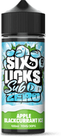 SIX LICKS - 100ML SUB ZERO APPLE BLACKCURRANT ICE 0MG SHORTFILL E LIQUID - Super E-cig