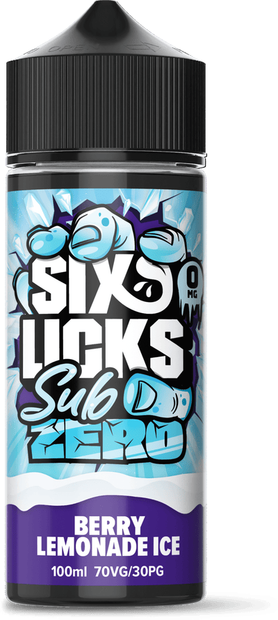 SIX LICKS - 100ML SUB ZERO BERRY LEMONADE ICE 0MG SHORTFILL E LIQUID - Super E-cig