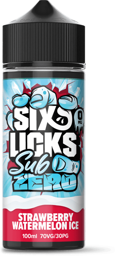 SIX LICKS - 100ML SUB ZERO STRAWBERRY WATERMELON ICE 0MG SHORTFILL E LIQUID - Super E-cig