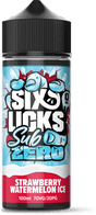 SIX LICKS - 100ML SUB ZERO STRAWBERRY WATERMELON ICE 0MG SHORTFILL E LIQUID - Super E-cig