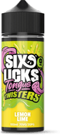 SIX LICKS - 100ML TONGUE TWISTERS LEMON LIME 0MG SHORTFILL E LIQUID - Super E-cig