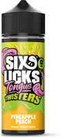 SIX LICKS - 100ML TONGUE TWISTERS PINEAPPLE PEACH 0MG SHORTFILL E LIQUID - Super E-cig