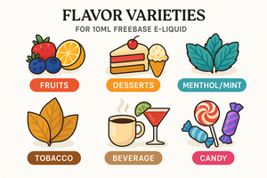 10ml Freebase E-Liquid Flavor Varieties - Premium Flavor Varieties
